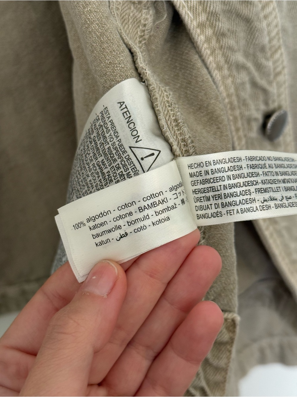 ZARA, Taupe Cropped Jean Jacket, Small - Picture 7 of 7